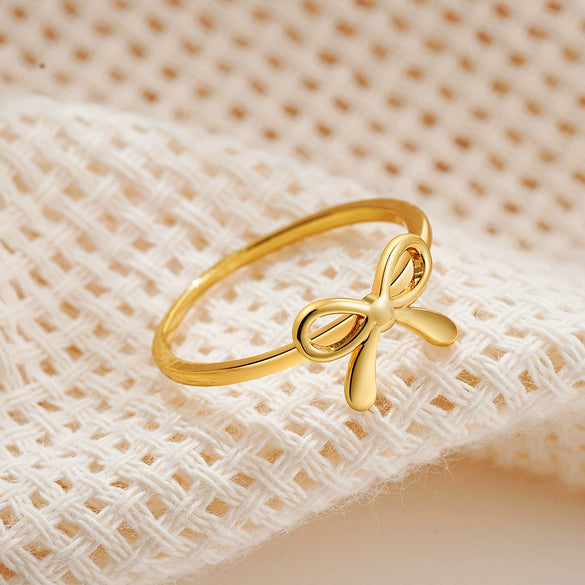 Women's Light Luxury Copper Electroplated Bow Ring