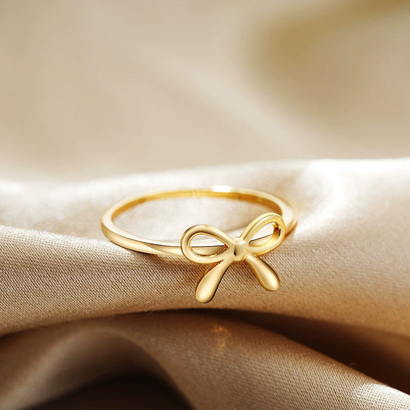 Women's Light Luxury Copper Electroplated Bow Ring