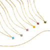 Women's Light Luxury Copper Four Leaf Clover Birthstone Necklace Geometric Leaf Pendant Clavicle Chain With Electroplated Finish