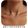 Women's Light Luxury Copper Four Leaf Clover Birthstone Necklace Geometric Leaf Pendant Clavicle Chain With Electroplated Finish