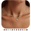 Women's Light Luxury Copper Four Leaf Clover Birthstone Necklace Geometric Leaf Pendant Clavicle Chain With Electroplated Finish