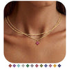 Women's Light Luxury Copper Four Leaf Clover Birthstone Necklace Geometric Leaf Pendant Clavicle Chain With Electroplated Finish