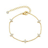 Women's Light Luxury Copper Four Leaf Clover Flower Bracelet With Zircon Electroplated Adjustable Elegant Jewelry