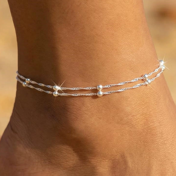 Women's Light Luxury Copper Geometric Anklet With Devil's Eye Pendant Fashion Classic Foot Jewelry