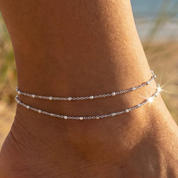 Women's Light Luxury Copper Geometric Anklet With Devil's Eye Pendant Fashion Classic Foot Jewelry