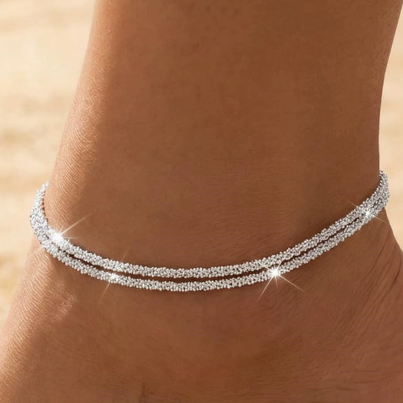 Women's Light Luxury Copper Geometric Anklet With Devil's Eye Pendant Fashion Classic Foot Jewelry