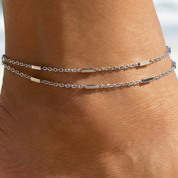Women's Light Luxury Copper Geometric Anklet With Devil's Eye Pendant Fashion Classic Foot Jewelry