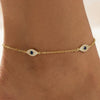 Women's Light Luxury Copper Geometric Anklet With Devil's Eye Pendant Fashion Classic Foot Jewelry