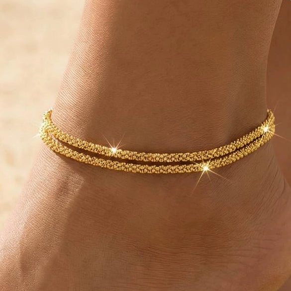Women's Light Luxury Copper Geometric Anklet With Devil's Eye Pendant Fashion Classic Foot Jewelry
