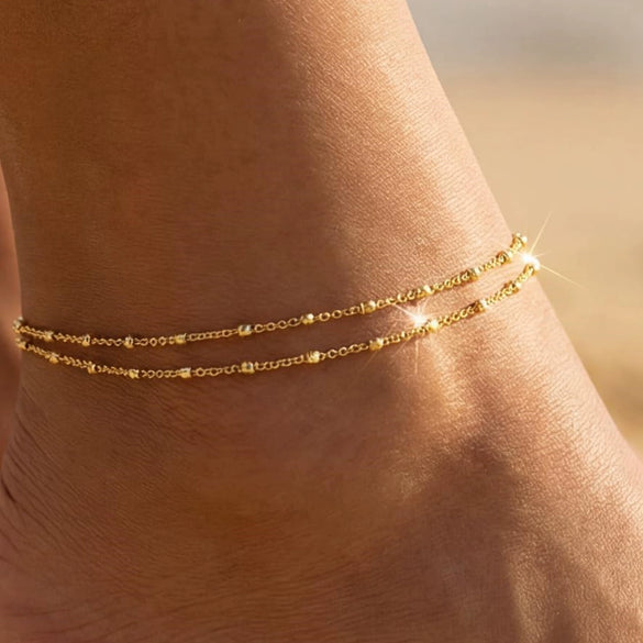 Women's Light Luxury Copper Geometric Anklet With Devil's Eye Pendant Fashion Classic Foot Jewelry