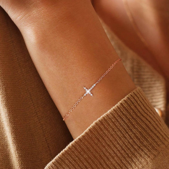 Women's Light Luxury Copper Geometric Cross Bracelet With Electroplated Simple Versatile Fine Jewelry Design