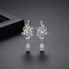 Women's Light Luxury Copper Geometric Flower Earrings With Zircon Inlay For Fashion Styling