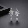 Women's Light Luxury Copper Geometric Flower Earrings With Zircon Inlay For Fashion Styling