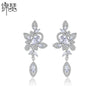 Women's Light Luxury Copper Geometric Flower Earrings With Zircon Inlay For Fashion Styling