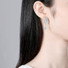Women's Light Luxury Copper Geometric Flower Earrings With Zircon Inlay For Fashion Styling