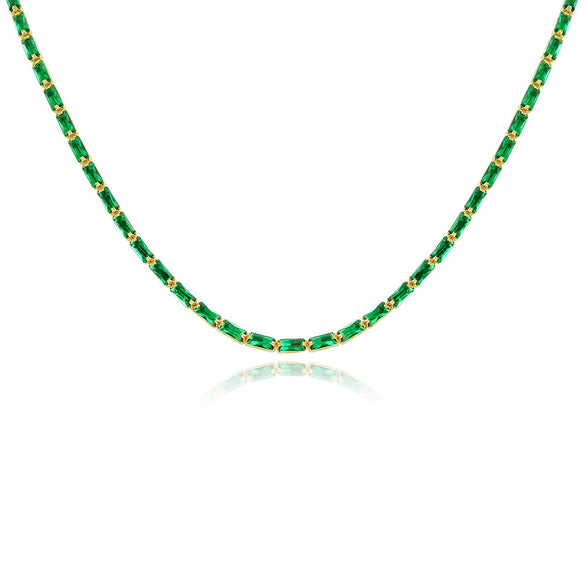 Women's Light Luxury Copper Geometric Square Zircon Inlaid Chain Stitching Necklace 18K Plated