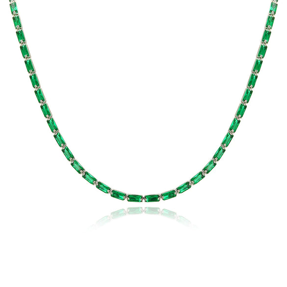 Women's Light Luxury Copper Geometric Square Zircon Inlaid Chain Stitching Necklace 18K Plated