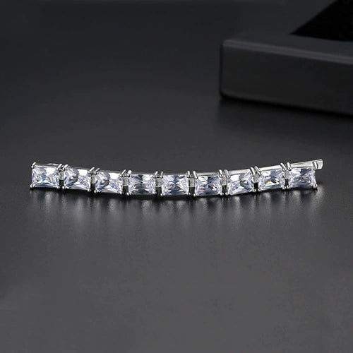 Women's Light Luxury Copper Hairpin With Inlaid Zircon Simple Square One Word Side Clip Bangs Hair Accessory