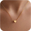 Women's Light Luxury Copper Heart Shaped Pendant Necklace Simple Electroplated Choker With Regular Chain Fashion Jewelry Gift