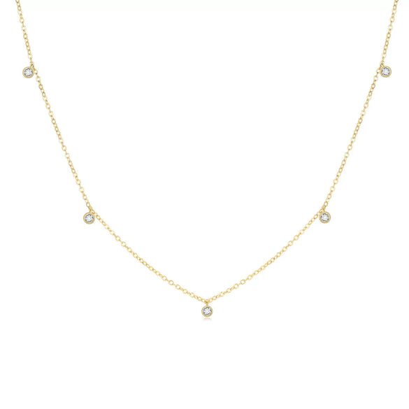 Women's Light Luxury Copper Inlaid Zircon Flower Necklace Geometric Pendant Clavicle Chain With Electroplated Finish