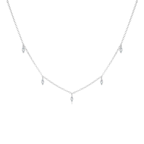 Women's Light Luxury Copper Inlaid Zircon Flower Necklace Geometric Pendant Clavicle Chain With Electroplated Finish