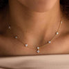 Women's Light Luxury Copper Inlaid Zircon Flower Necklace Geometric Pendant Clavicle Chain With Electroplated Finish