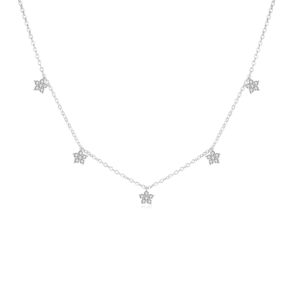 Women's Light Luxury Copper Inlaid Zircon Flower Necklace Geometric Pendant Clavicle Chain With Electroplated Finish