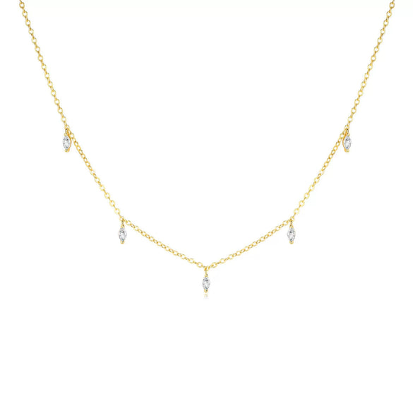 Women's Light Luxury Copper Inlaid Zircon Flower Necklace Geometric Pendant Clavicle Chain With Electroplated Finish