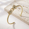 Women's Light Luxury Copper Leopard Bracelet With White Zircon Geometric Design Electroplated Gold Tone Bangle