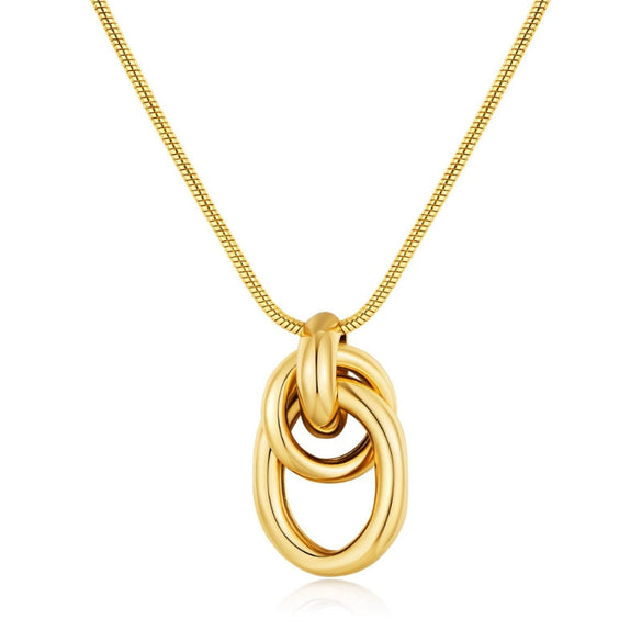 Women's Light Luxury Copper Necklace With Gold Electroplated Irregular Oval Geometric Pendant And Regular Chain