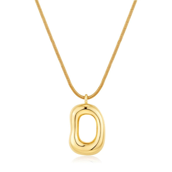 Women's Light Luxury Copper Necklace With Gold Electroplated Irregular Oval Geometric Pendant And Regular Chain