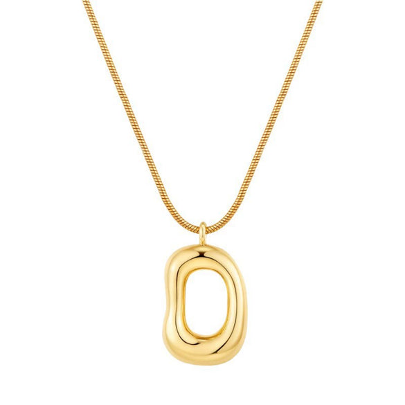 Women's Light Luxury Copper Necklace With Gold Electroplated Irregular Oval Geometric Pendant And Regular Chain