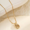 Women's Light Luxury Copper Necklace With Gold Electroplated Irregular Oval Geometric Pendant And Regular Chain