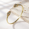 Women's Light Luxury Copper Open Bracelet With Inlaid Colorful Zircon Leopard Head Geometric Electroplated Statement Bangle