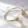 Women's Light Luxury Copper Open Bracelet With Inlaid Colorful Zircon Leopard Head Geometric Electroplated Statement Bangle