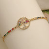 Women's Light Luxury Copper Tree Of Life Colored Zircon Micropaved Geometric Pattern Bracelet Jewelry