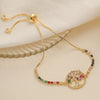 Women's Light Luxury Copper Tree Of Life Colored Zircon Micropaved Geometric Pattern Bracelet Jewelry