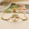Women's Light Luxury Copper Tree Of Life Colored Zircon Micropaved Geometric Pattern Bracelet Jewelry