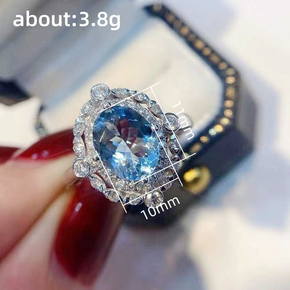 Women's Light Luxury Copper Zircon Geometric Flower Ring
