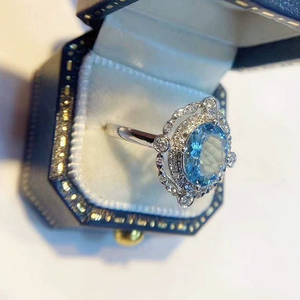 Women's Light Luxury Copper Zircon Geometric Flower Ring