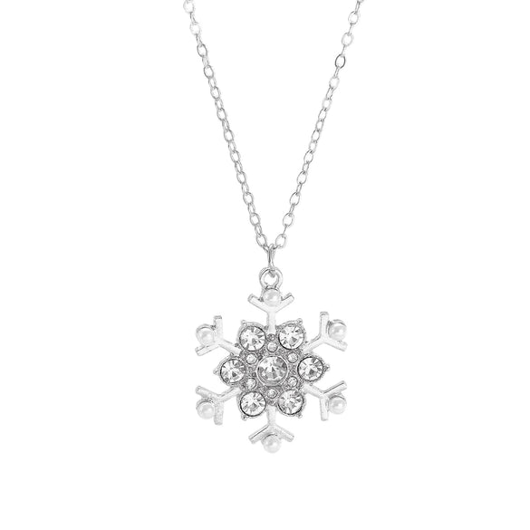 Women's Light Luxury Diamond Snowflake Pendant Necklace Electroplated Zinc Alloy Christmas Holiday Jewelry