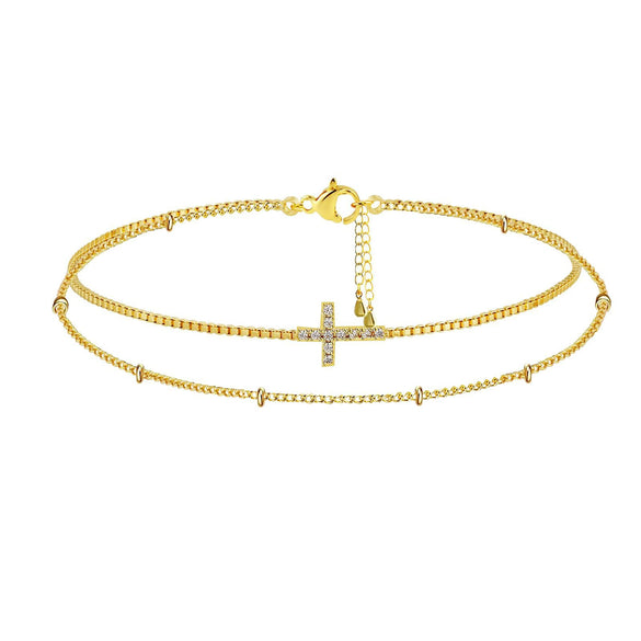 Women's Light Luxury Double Layer Cross Bracelet Simple Geometric Copper Electroplated Fashion Jewelry