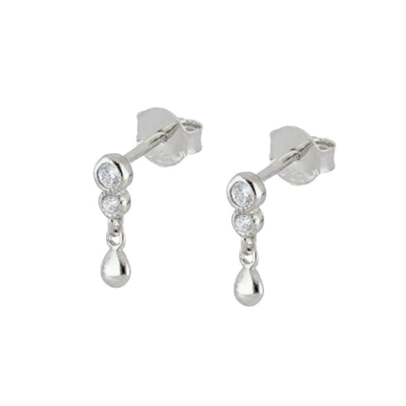 Women's Light Luxury Drop Shape Geometric Zircon Inlaid Earrings With Silver Needle And Copper Electroplated Finish