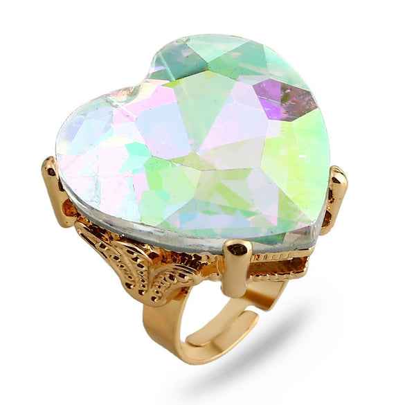Women's Light Luxury Electroplated Alloy Round Statement Ring Adjustable Open Index Finger Ring