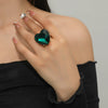Women's Light Luxury Electroplated Alloy Round Statement Ring Adjustable Open Index Finger Ring