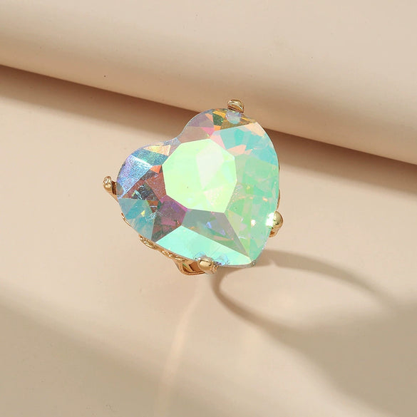 Women's Light Luxury Electroplated Alloy Round Statement Ring Adjustable Open Index Finger Ring