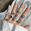 Women's Light Luxury Elegant Blue Ice Flower Cut 8A Zircon S925 Sterling Silver Ring With Geometric Pattern And Electroplating Treatment