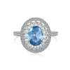 Women's Light Luxury Elegant Blue Ice Flower Cut 8A Zircon S925 Sterling Silver Ring With Geometric Pattern And Electroplating Treatment