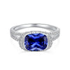 Women's Light Luxury Elegant Blue Ice Flower Cut 8A Zircon S925 Sterling Silver Ring With Geometric Pattern And Electroplating Treatment