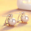 Women's Light Luxury Elegant Geometric Copper Imitation Pearl Earrings Snap Design